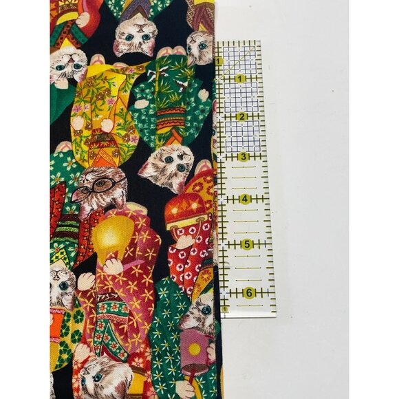 Kimono Cats Fabric Hobby Lobby 100% Cotton Made In Korea 44" x 36" Color Print - Picture 2 of 4